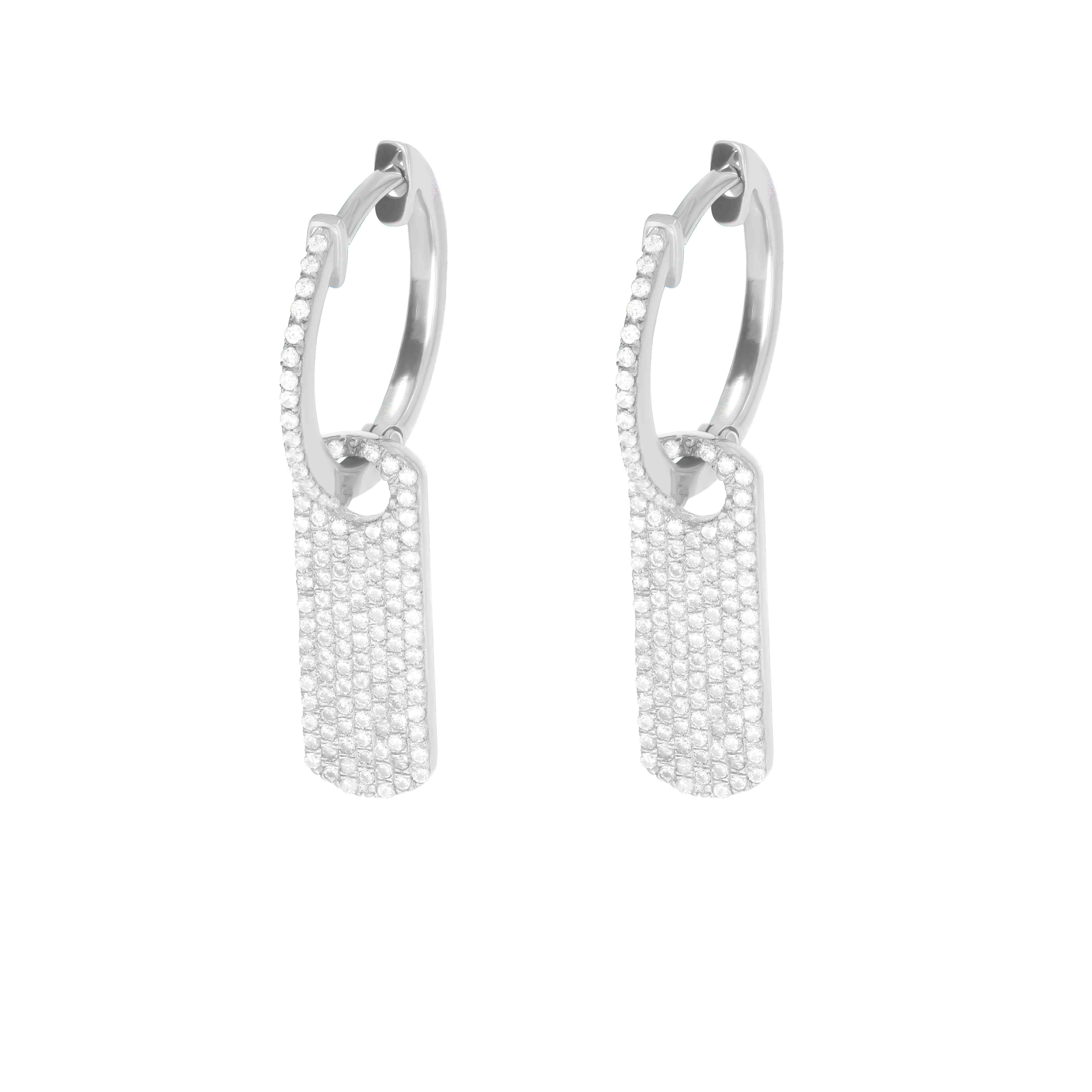 Huggie Hoop Dog Tag Earrings ER21872A